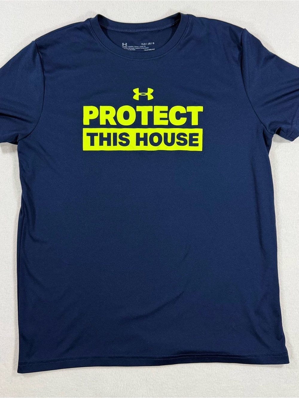 Under Armour Youth Heatgear Loose Short Sleeve Navy Performance Shirt Size L
